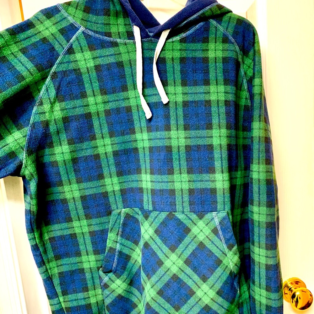 Warm blue and green fleece sweat shirt